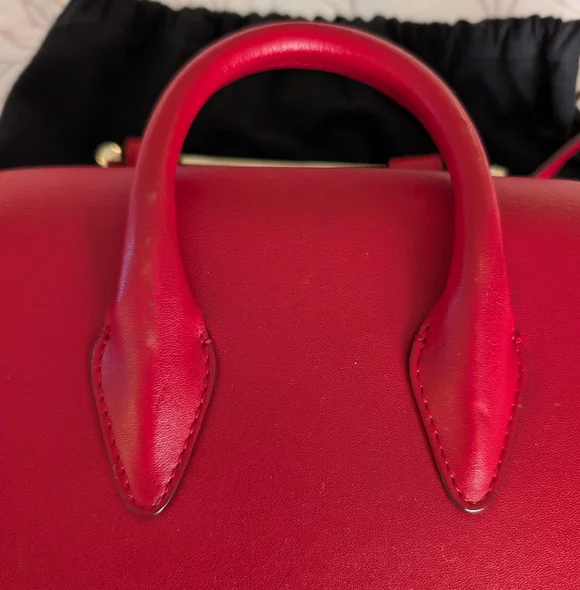 [Strathberry] Authentic Ruby Red Nano Tote Gold Hardware with Leather Strap - Picture 15 of 15